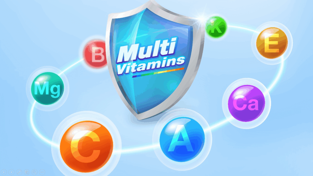 Multivitamins and mineral supplements for overall health and wellness.