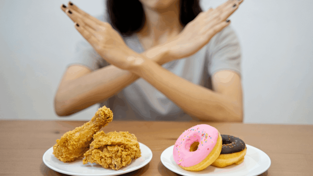 Avoid junk food high in sugar, fat, and salt to support a healthier lifestyle.